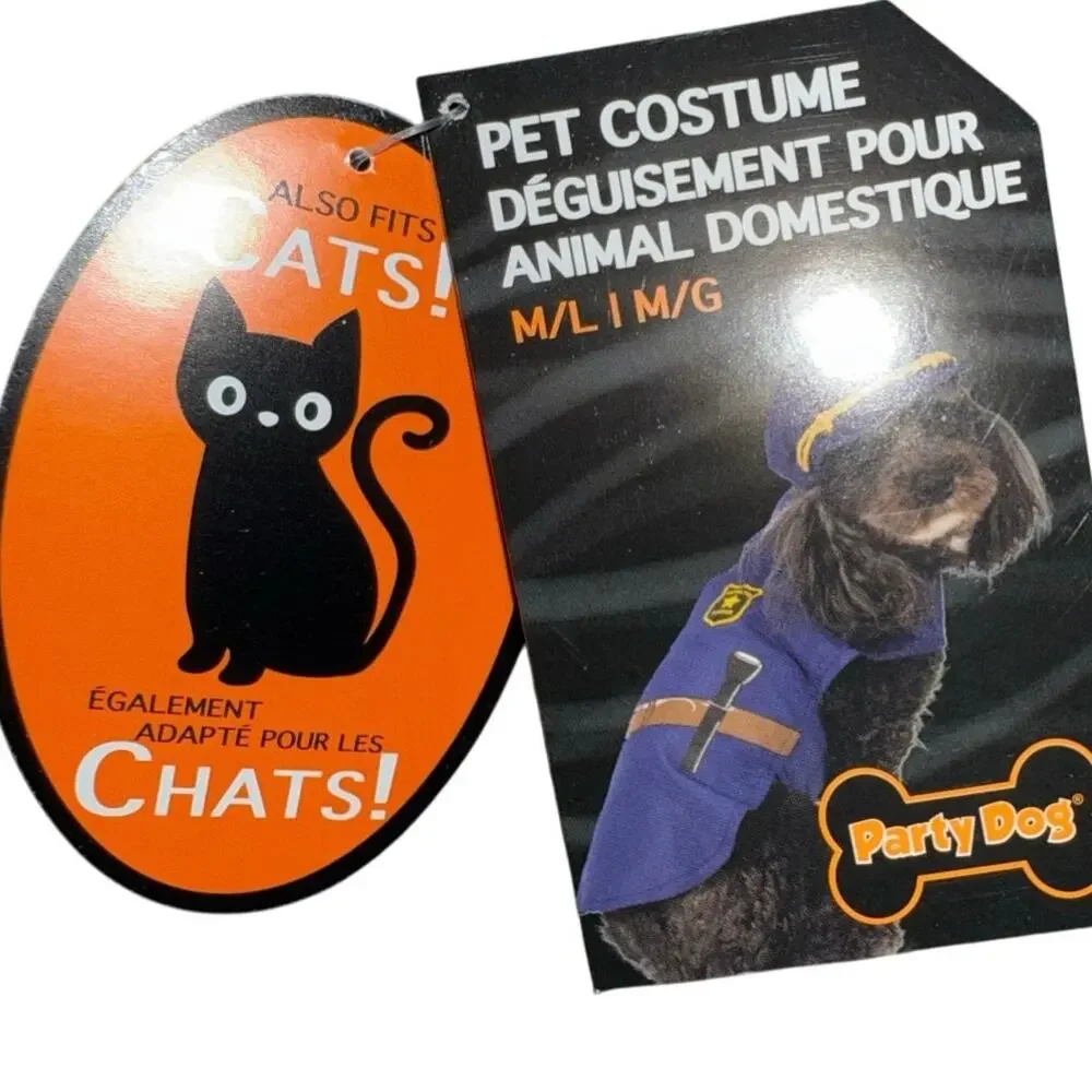 Police Officer cop Party Pooper Dog halloween Costume and Hat New Size M/L